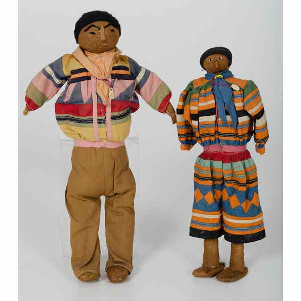 Appraisal: American Indian Seminole Man Dolls American th century two man