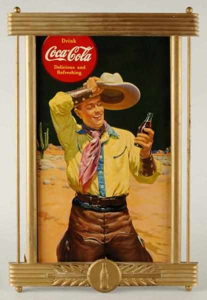 Appraisal: Cardboard Coca-Cola Poster Description Great poster with Cowboy featured Complete