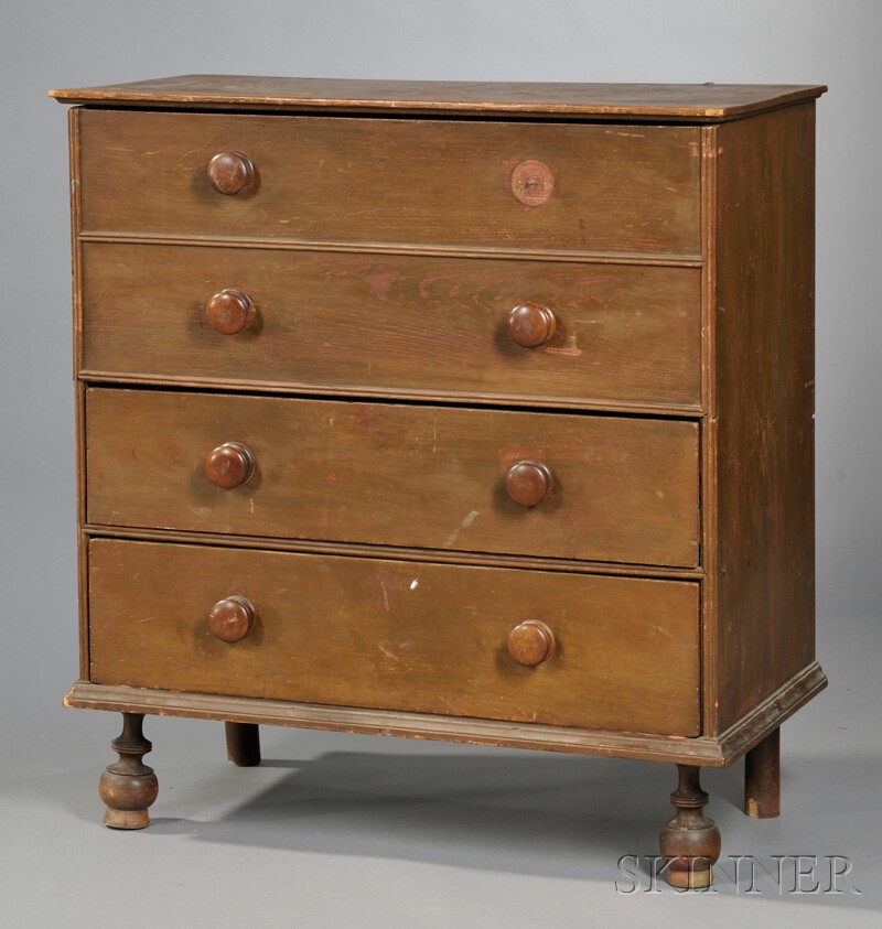 Appraisal: Painted Pine Chest over Two Drawers New England first half