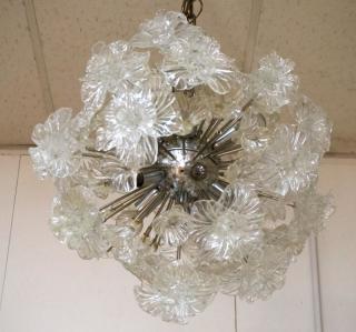 Appraisal: 's Modern Murano glass and Chrome Chandelier S 's Modern