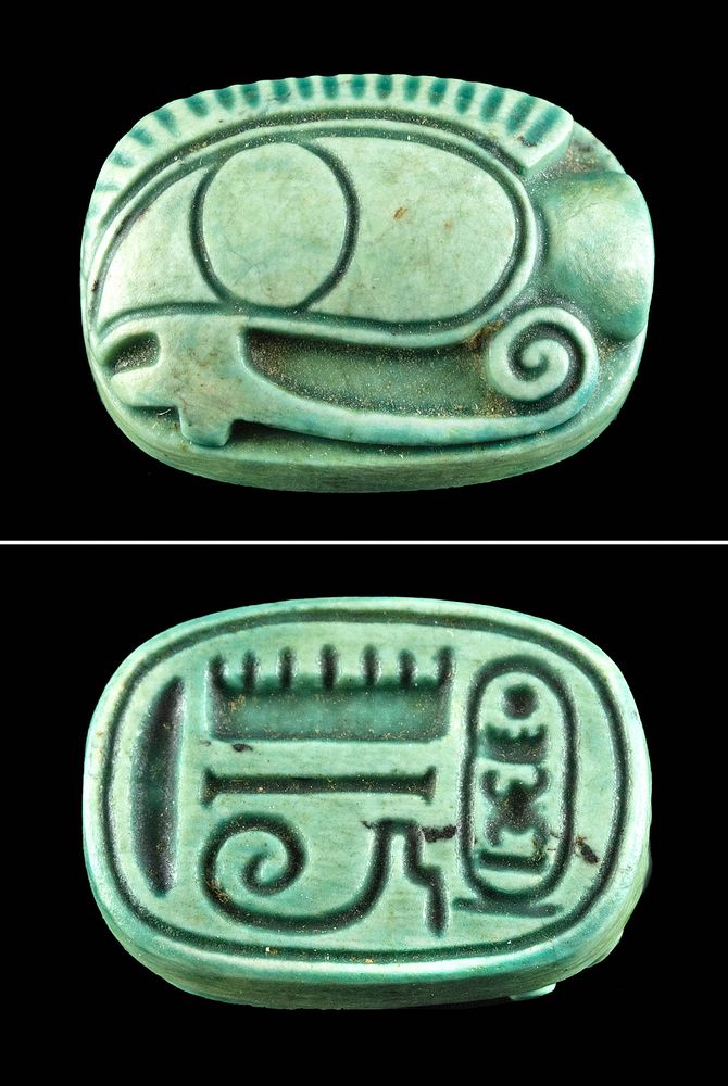 Appraisal: Egyptian Faience Wadjet Amulet Thutmose III Cartouche Egypt New Kingdom