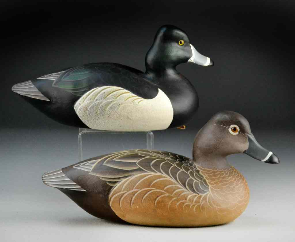 Appraisal: Mike Kent Bluebill Duck Decoys - PairDrake and hen finely