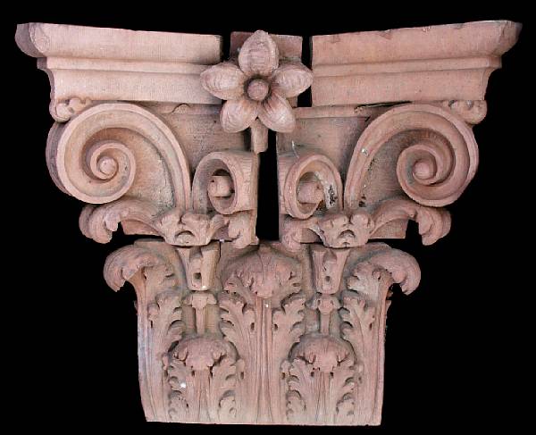 Appraisal: A pair of cast stone corinthian capitals early th century