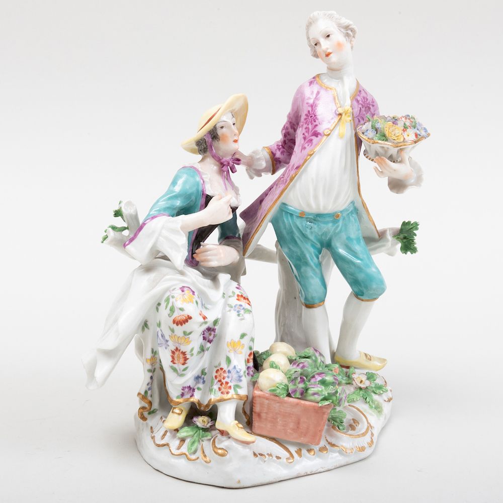 Appraisal: Samson Porcelain Figure Group of a Gardener and Companion Blue