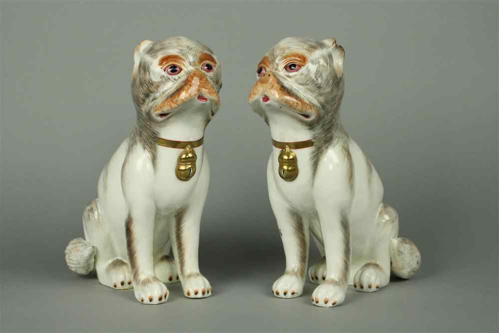 Appraisal: PAIR OF ENGLISH BONE CHINA DOGS marked ''Sutherland Bone China