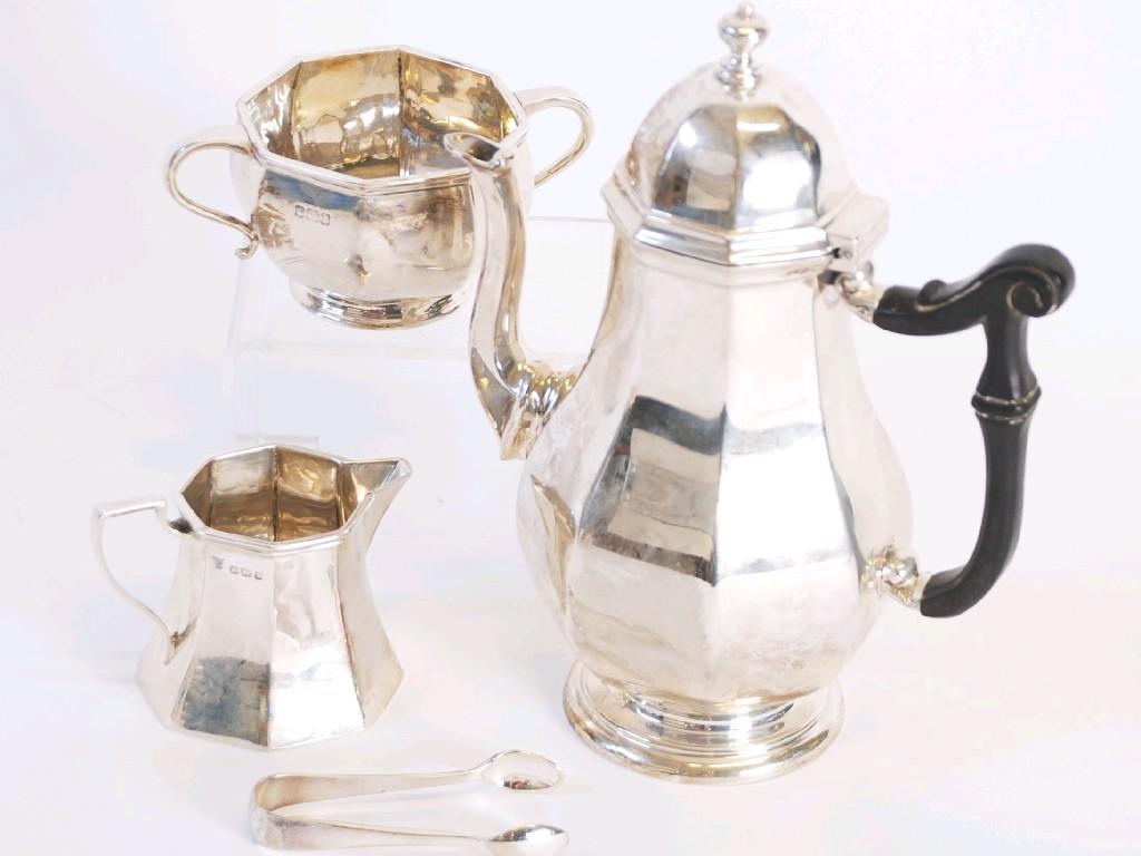 Appraisal: EDWARD VII THREE PIECE SILVER BACHELOR'S COFFEE SET retailed by