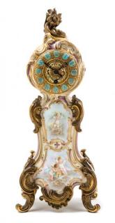 Appraisal: A French Gilt Bronze Mounted Porcelain Clock Height inches A