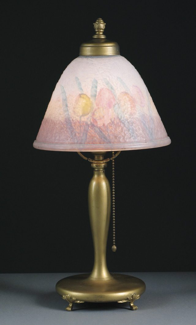 Appraisal: PAIRPOINT BOUDOIR LAMP The gilt metal footed base marked Pairpoint