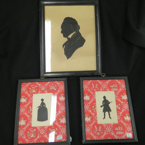 Appraisal: Silhouttes man and woman signed C Dein plus portrait of