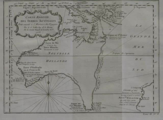 Appraisal: BELLIN J N Carte Reduite Des Terres Australes Pour servir