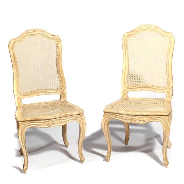 Appraisal: A set of ten Louis XV style caned side chairs