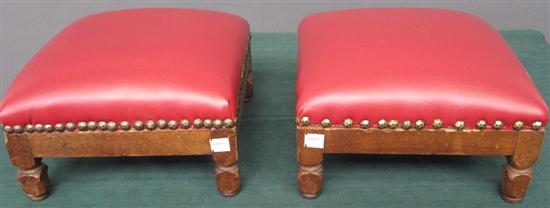 Appraisal: PAIR RED LEATHER FOOT STOOLS