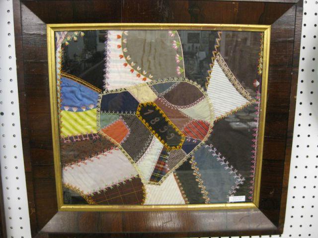 Appraisal: Framed Crazy Quilt Piece period frame x