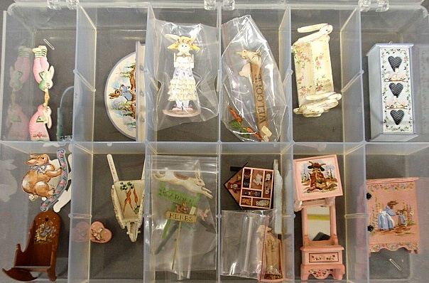 Appraisal: - Box of hand-painted miniature furniture and accessories by Karen