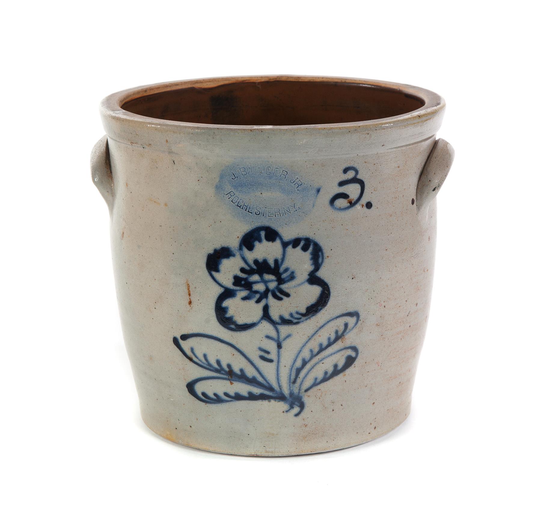 Appraisal: NEW YORK STONEWARE CROCK Second half- th century Brushed cobalt