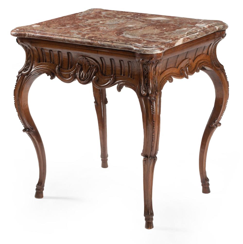 Appraisal: French Provincial Carved Walnut Side Table likely th c rouge