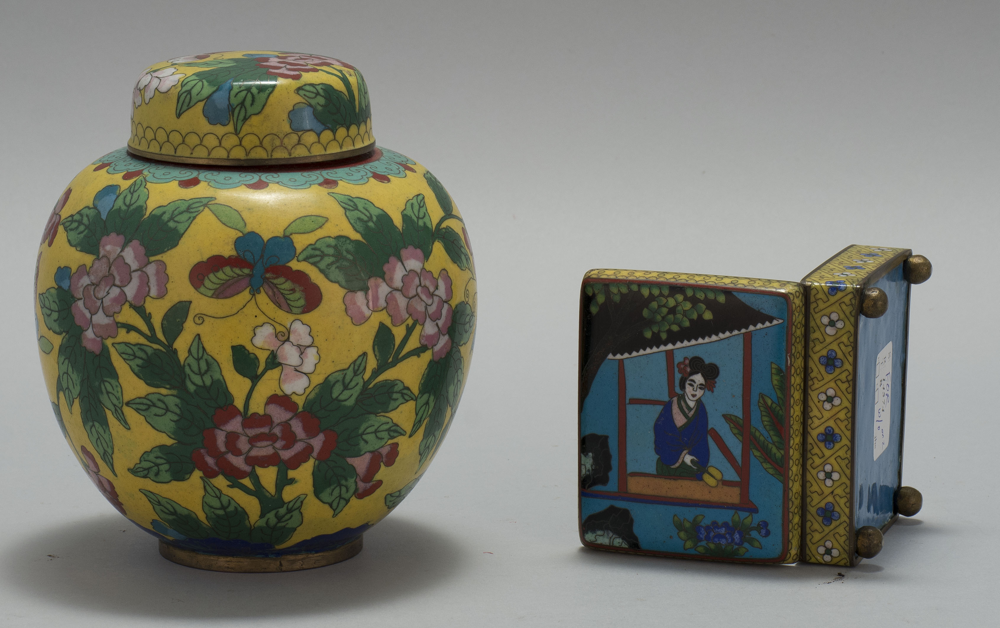 Appraisal: CLOISONN ENAMEL BOX Early th CenturyTogether with a cloisonn enamel