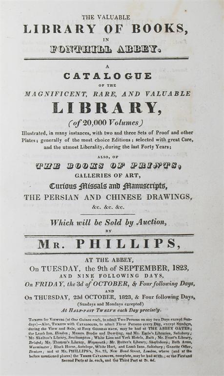 Appraisal: Beckford William Thomas Sale Catalogue The Valuable Library