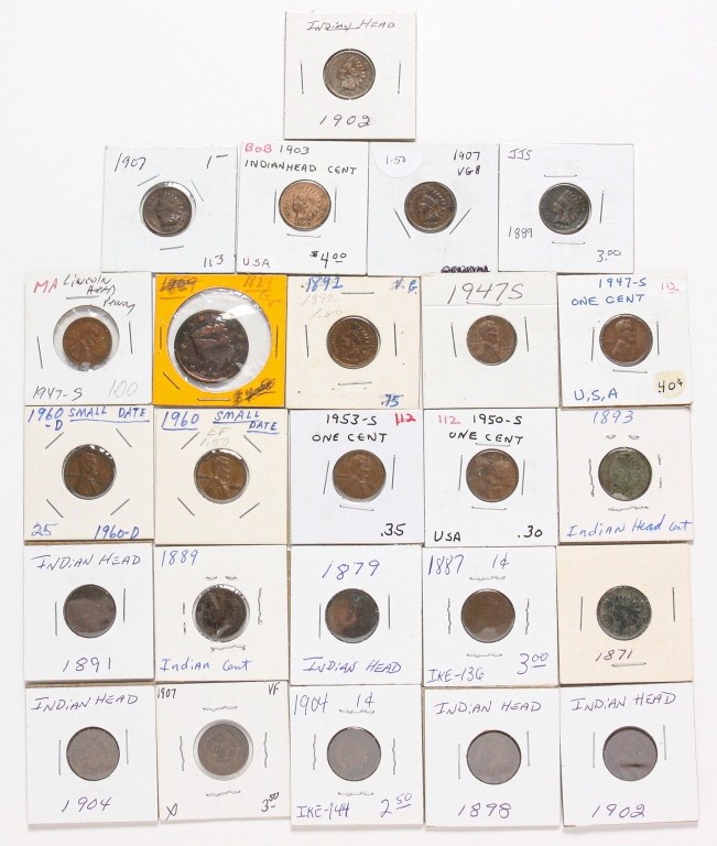 Appraisal: TWENTY-FIVE AMERICAN CENTS INCLUDING A LARGE CENT Group of twenty-five