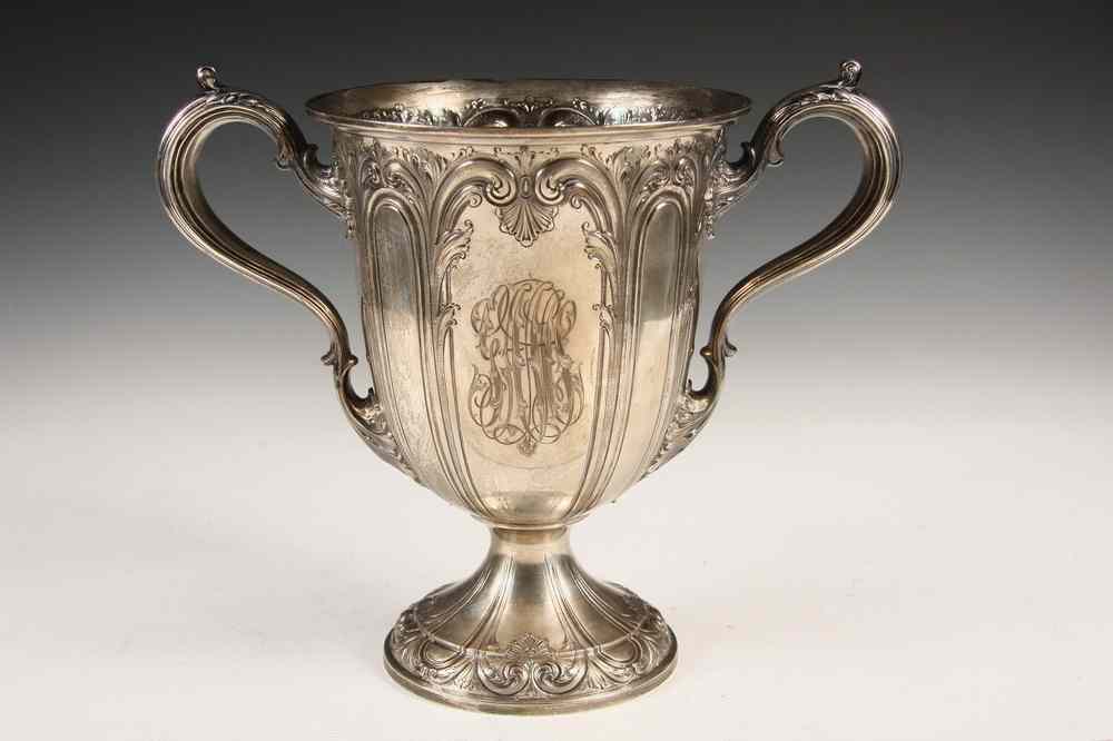 Appraisal: LARGE STERLING SILVER LOVING CUP - Chased Repousse Loving Cup