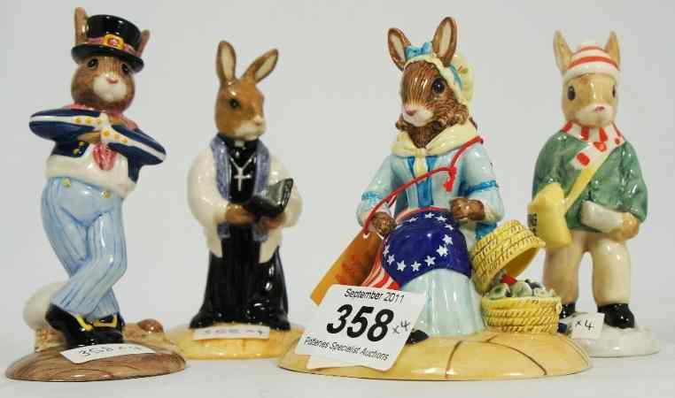 Appraisal: Royal Doulton Bunnykins Figures Hornpiper DB Vicar DB PaperBoy DB