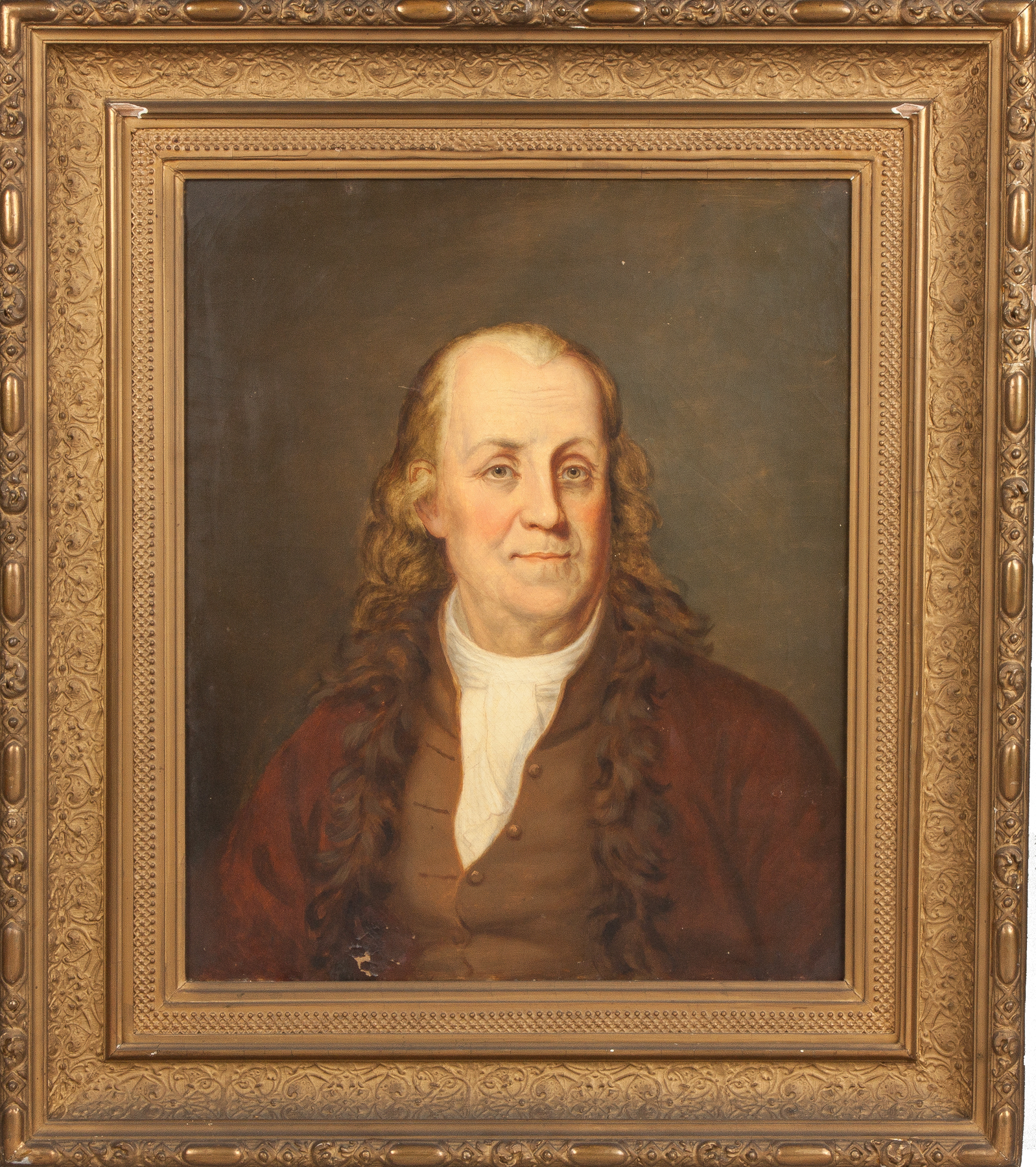 Appraisal: Portrait of Benjamin Franklin th cent Oil on canvas