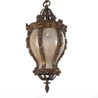 Appraisal: Bronze ceiling lantern attrib to E F Caldwell Bronze ceiling