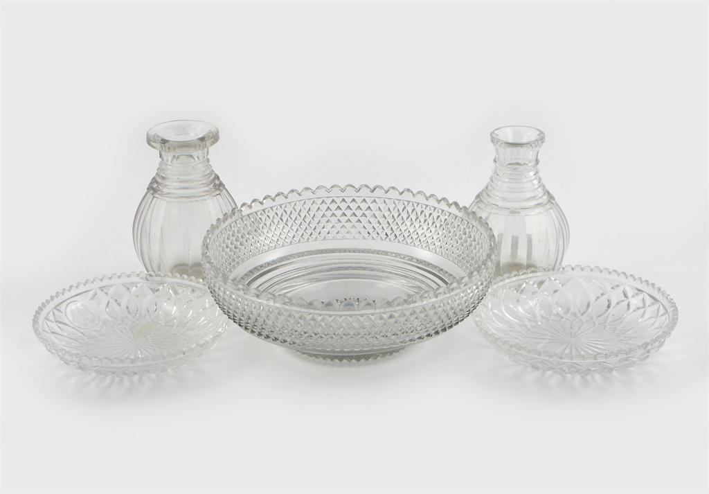 Appraisal: A pair of cut glass armorial dishes