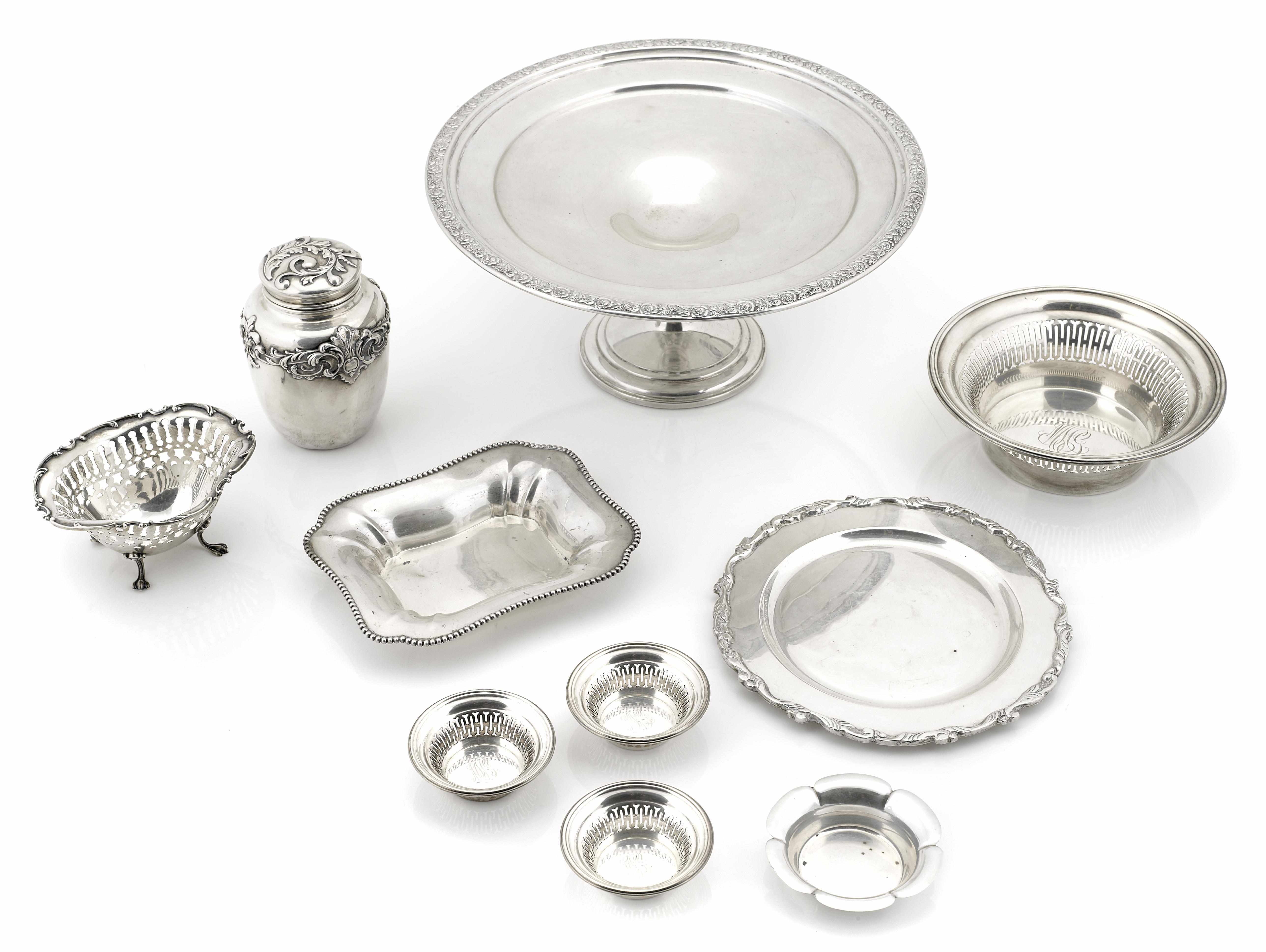 Appraisal: A group of American sterling silver hollowware th centuryComprising Whiting