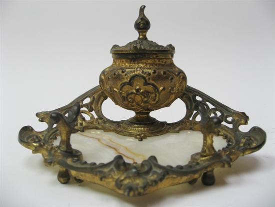 Appraisal: A L th C Italian Onyx and Gilt Metal Inkstand