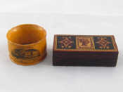 Appraisal: A rosewood Tunbridge ware stamp box with the image of