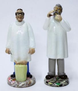 Appraisal: Murano Blown Glass Doctor Figurines The first a venerable gray-haired