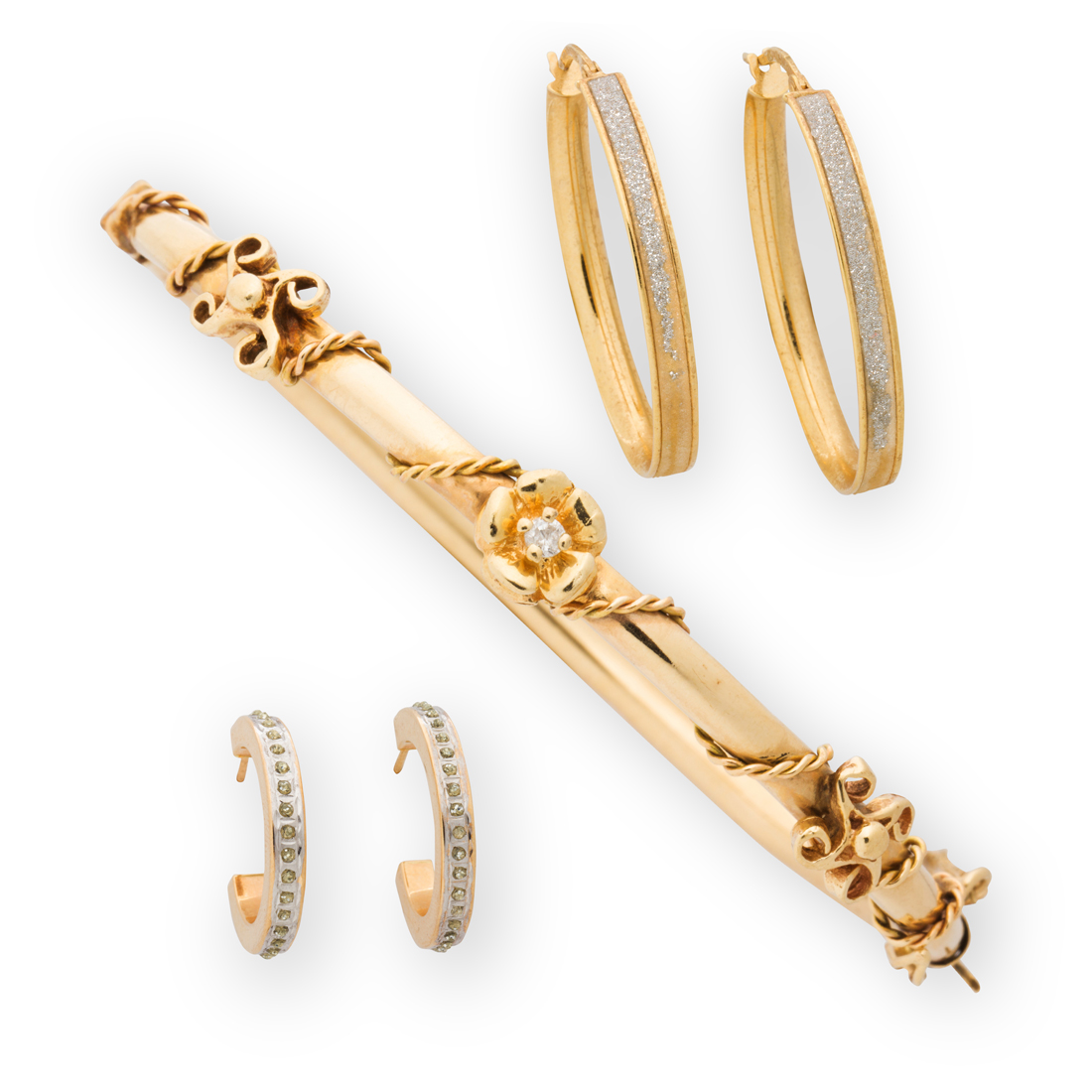 Appraisal: A GROUP OF FOURTEEN KARAT GOLD JEWELRY A group of