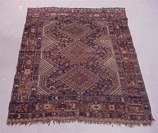 Appraisal: Antique Persian Afshar rug three rust medallions with geometric and