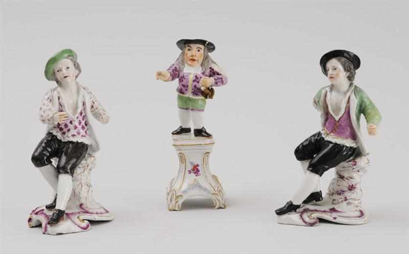 Appraisal: PAIR OF FRANKENTHAL PORCELAIN FIGURES AND A HOCHST FIGURE The