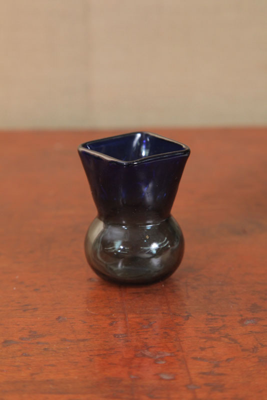 Appraisal: GLASS TOOTHPICK HOLDER In Bluerina with ovoid body and square