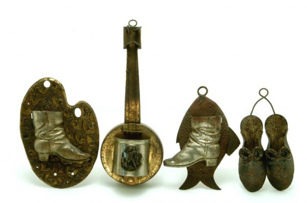 Appraisal: Lot of four metal wall match safes One hanging banjo