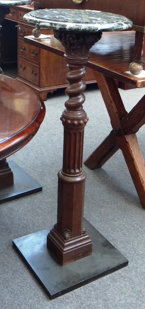 Appraisal: A pair of circular marble top jardiniere stands on spiral