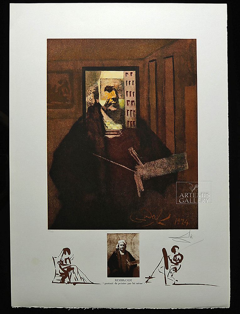 Appraisal: Signed Dali Lithograph Rembrandt Portrait Originally Listed At Salvador Dali