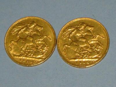 Appraisal: TWO GOLD SOVEREIGNS dated