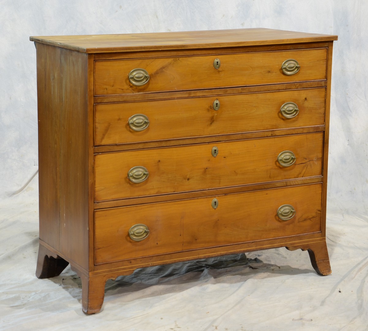 Appraisal: Cherry Hepplewhite drawer bureau late th c beaded drawers with