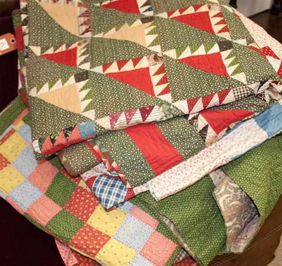 Appraisal: Five cotton patchwork quilts th century Estimate - No condition