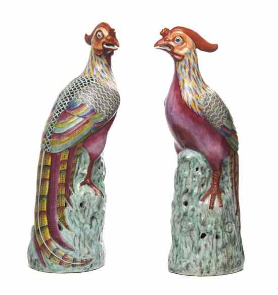 Appraisal: A Pair of Chinese Famille Rose Porcelain Phoenixes each having