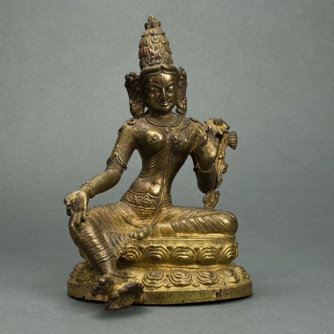 Appraisal: SOUTHEAST ASIAN GILT BRONZE HINDU DEITY FIGURE Southeast Asian gilt