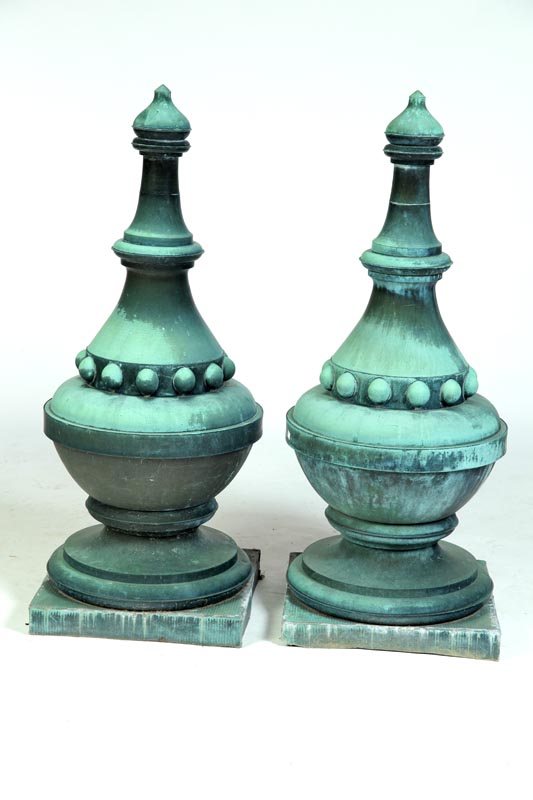 Appraisal: PAIR OF ARCHITECTURAL FINIALS American late th-early th century copper