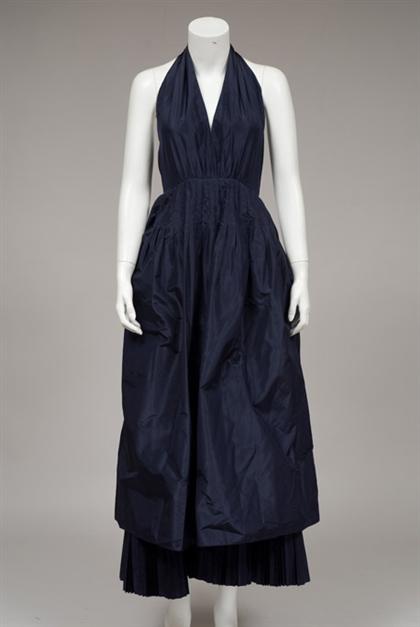 Appraisal: Bill Blass navy blue silk evening gown s With halter