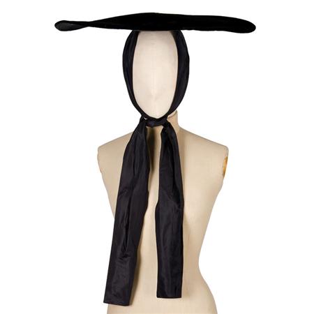 Appraisal: Yves Saint Laurent Black Velvet Cartwheel Hat Estimate -