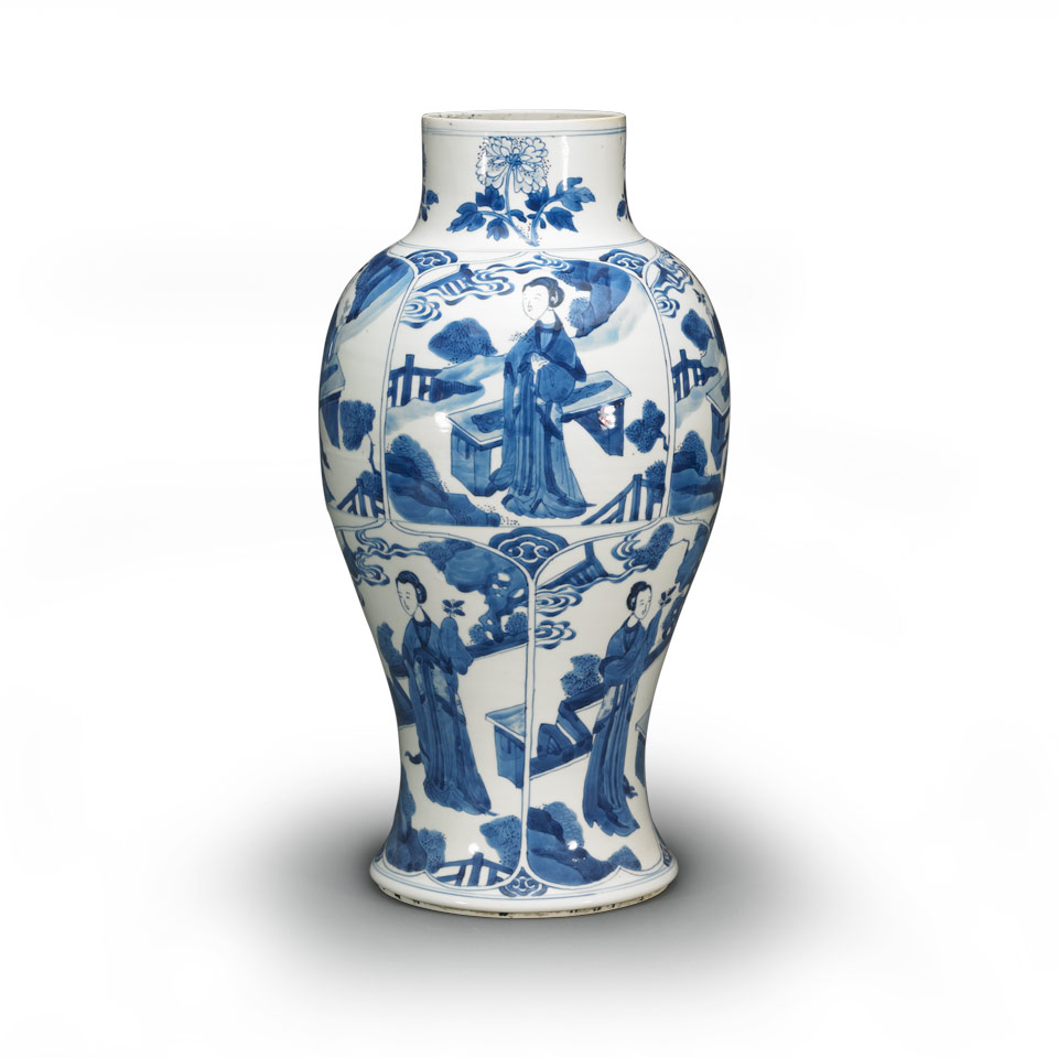 Appraisal: Export Blue and White Baluster Vase made for the Dutch