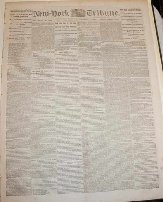 Appraisal: Historic Newspaper Gettysburg Address New-York Tribune November containing a detailed