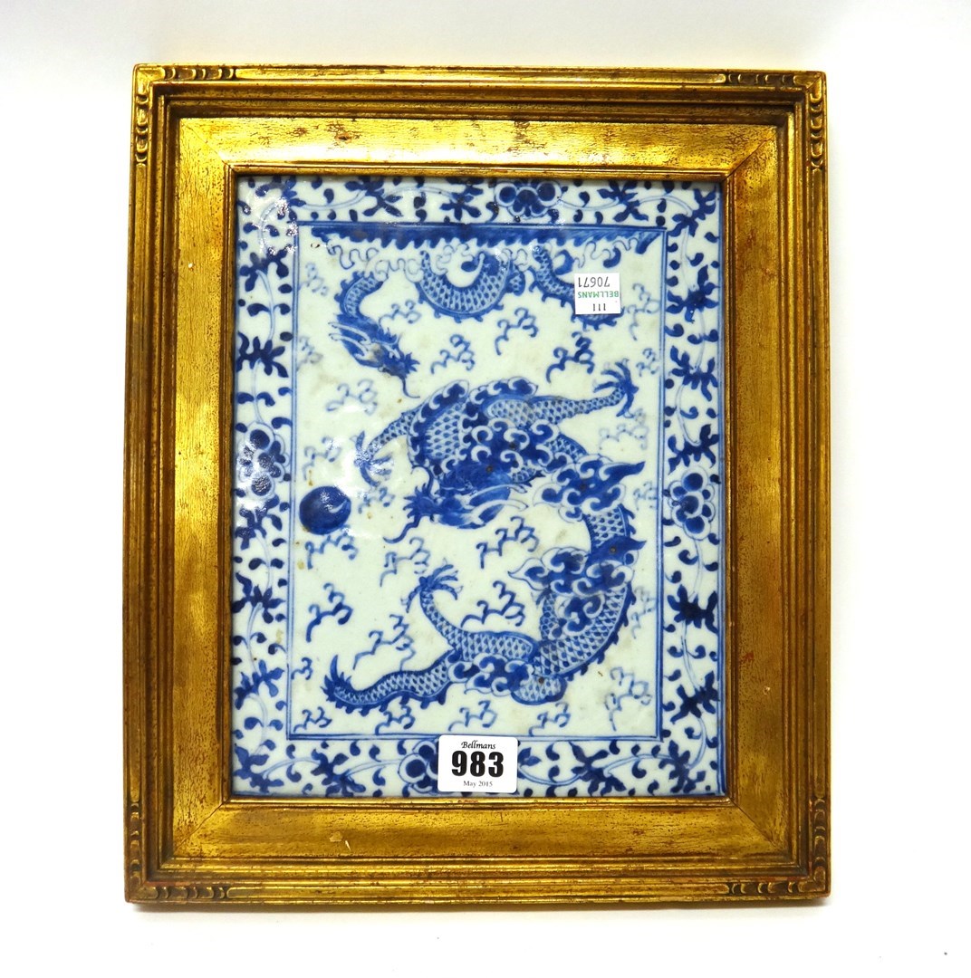 Appraisal: A Chinese porcelain blue and white rectangular panel late th